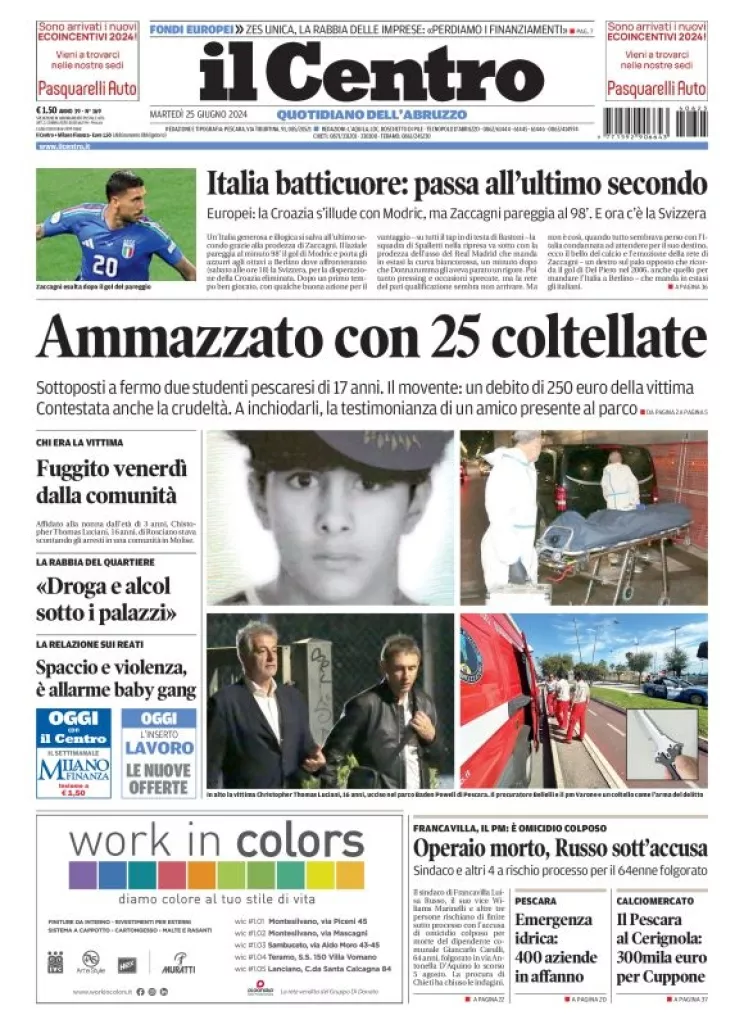 Prima-pagina-il centro-oggi-edizione-del-2024-06-25